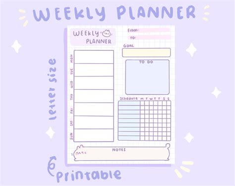 Cute Kawaii Weekly Planner Template